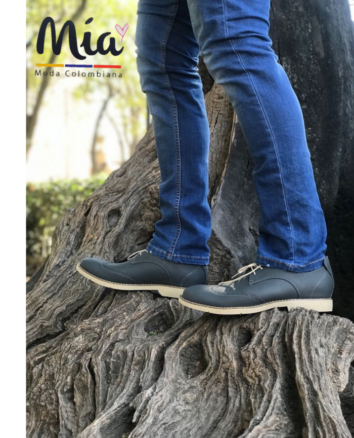 ZAPATO HOMBRE, COLOR GRIS OXFORD/ BEIGE