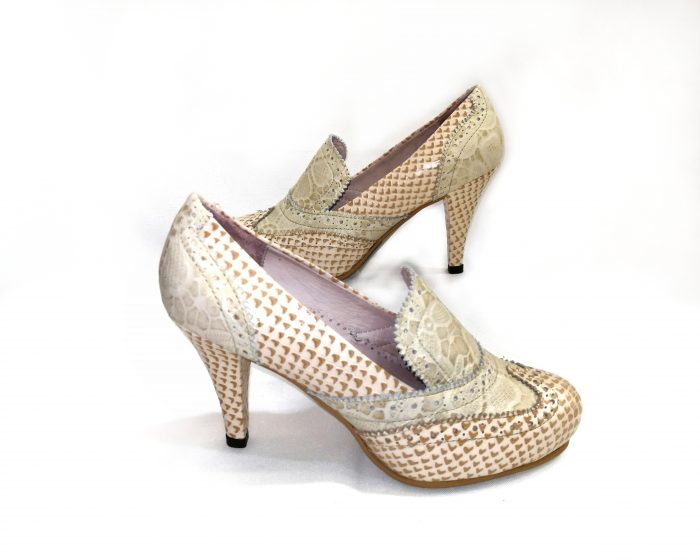 MIA TACON EN PUNTILLA BEIGE CON CREMA