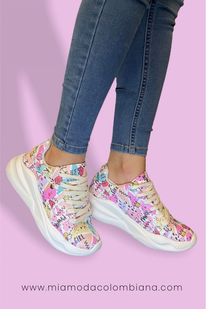 TENIS COLOR ROSA DISEÑO POWER GIRL