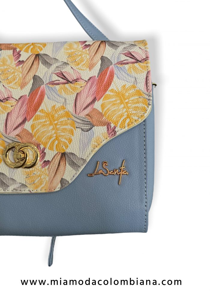 BOLSA AZUL EN PIEL CON ESTAMPADO COLORIDO - Image 3