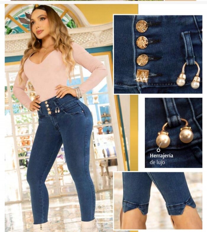 JEAN AZUL ACCESORIO PERLITA
