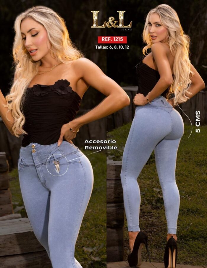 JEANS L&L, MUY CLARO BOTONES ELEVADOS 2
