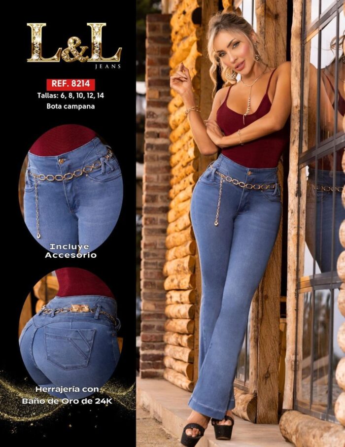 JEANS L&L, CLARO CAMPANA CON CINTURON